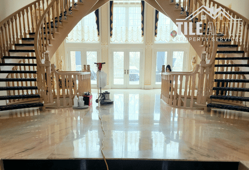 marble floor polishing of large foyer