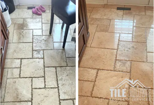 results of tumbled travertine tile cleaning and sealing